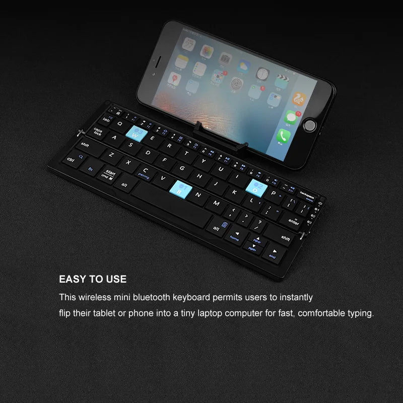 Ultra-Mini Folding Bluetooth Keyboard | 3-Device Wireless Pocket Keyboard