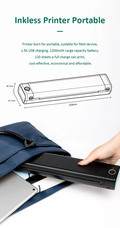 Ultra-Slim A4 Thermal Printer – Print Anywhere, Zero Ink Needed