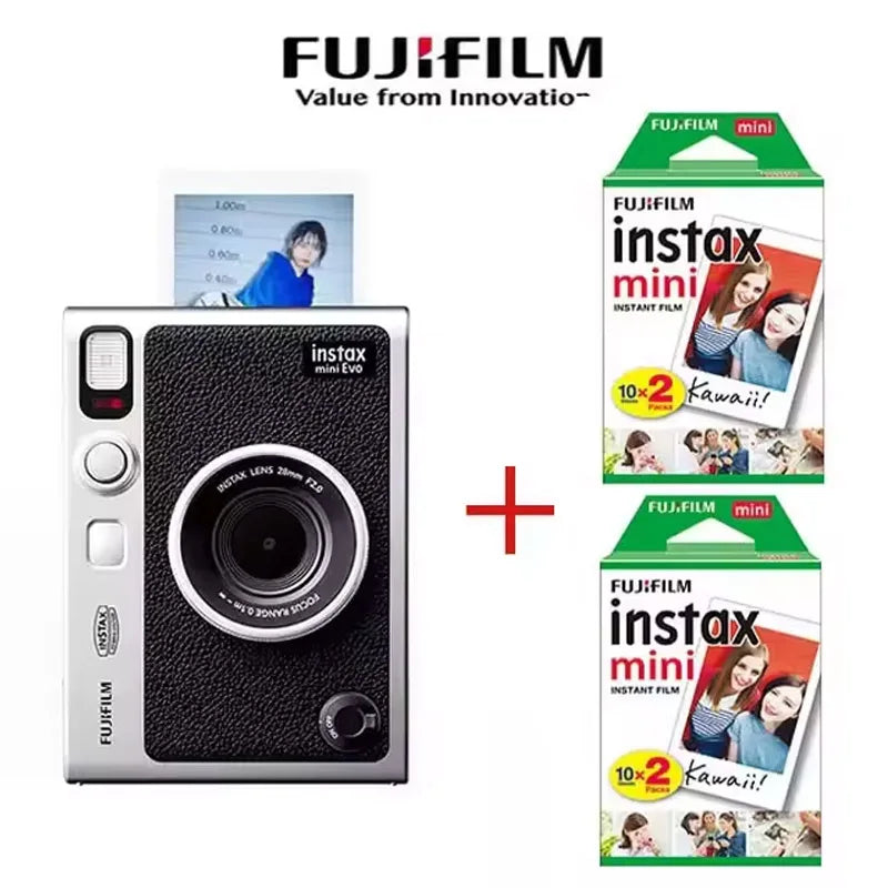 FUJIFILM Instax Mini EVO Instant Film Retro Camera Black , Brown Bare Metal Imaging Retro For 3 Inches Photographic Paper
