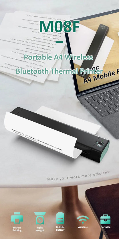 Ultra-Slim A4 Thermal Printer – Print Anywhere, Zero Ink Needed