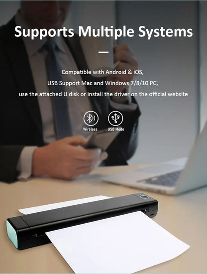 Ultra-Slim A4 Thermal Printer – Print Anywhere, Zero Ink Needed