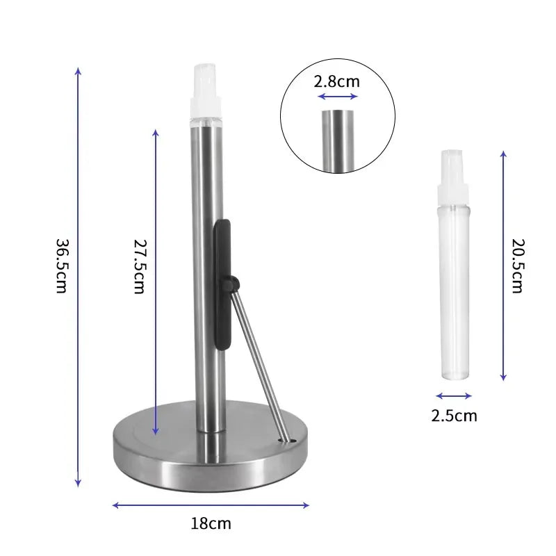 Stainless steel tissue holder with spray bottle Modern freestanding tissue holder for home kitchens