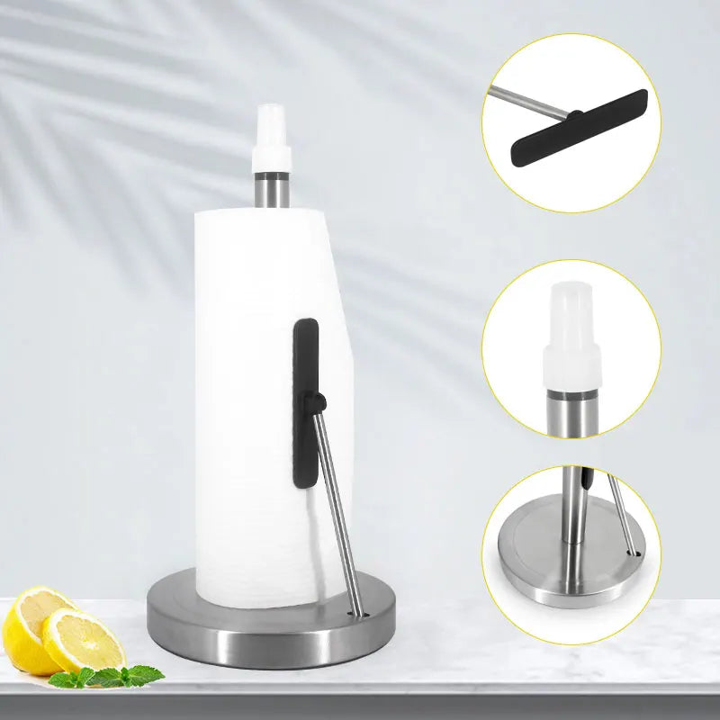 Stainless steel tissue holder with spray bottle Modern freestanding tissue holder for home kitchens